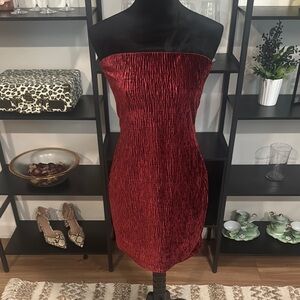 Naked Wardrobe Strapless Red Dress